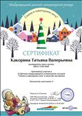 IX Детский международный литературный конкурс "Сказка в новогоднюю ночь", сертификат наставника